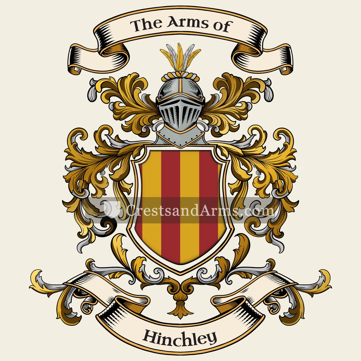 The Hinchley coat of arms, drawn from the recorded blazon