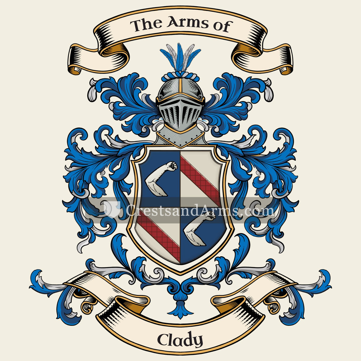 The Clady coat of arms, drawn from the recorded blazon