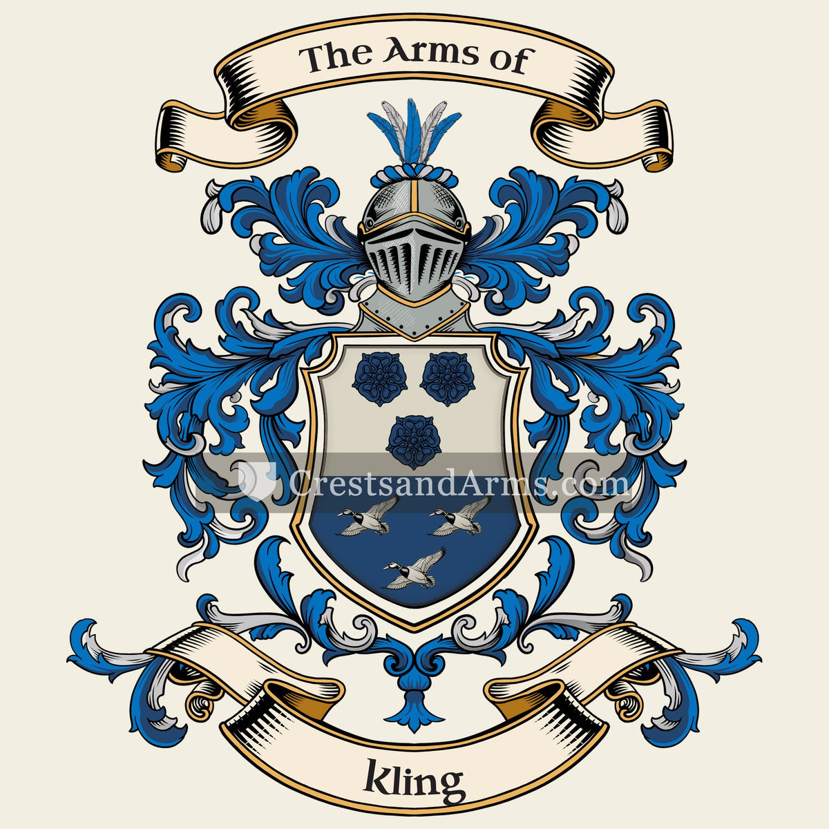 The Kling coat of arms, drawn from the recorded blazon