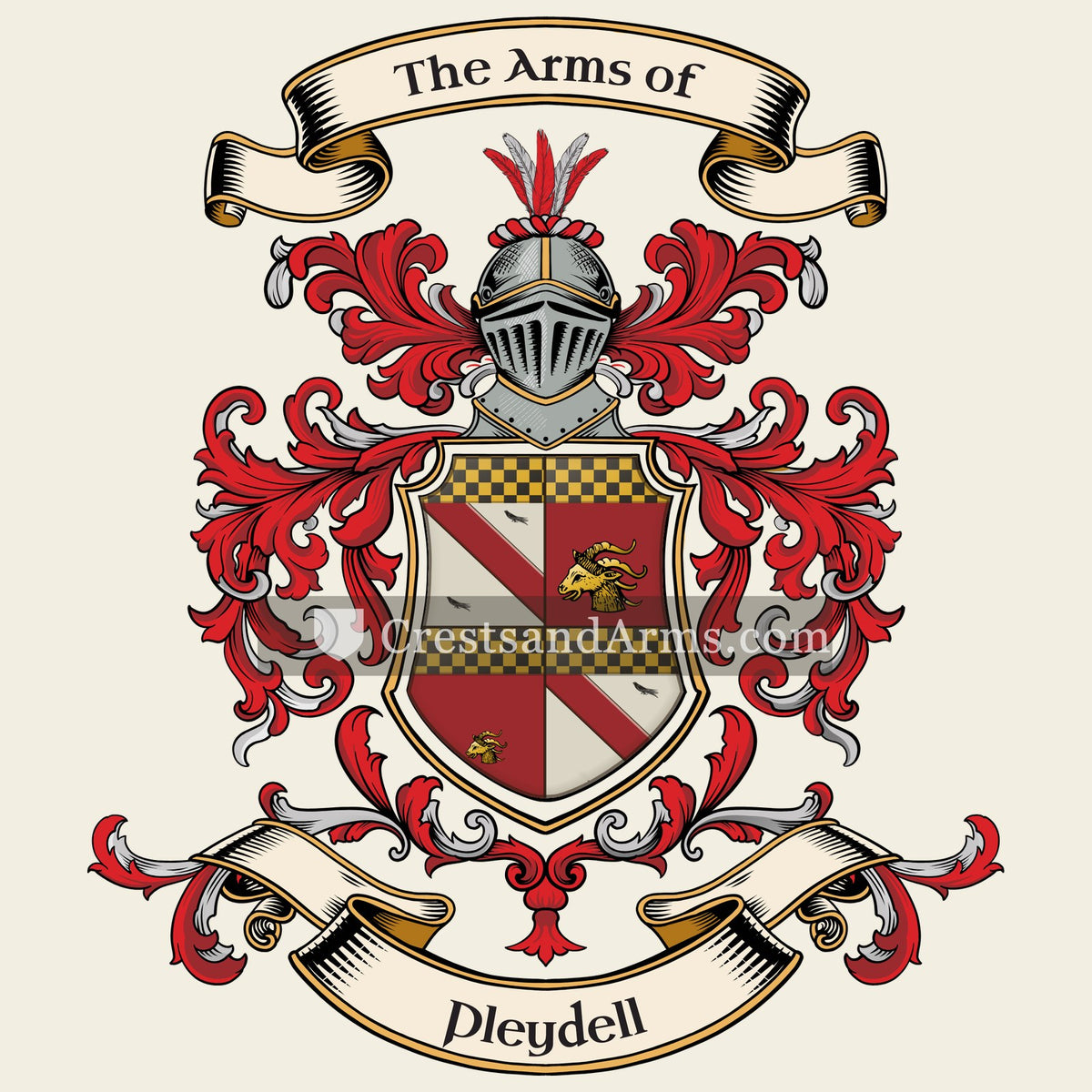 The Pleydell coat of arms, drawn from the recorded blazon