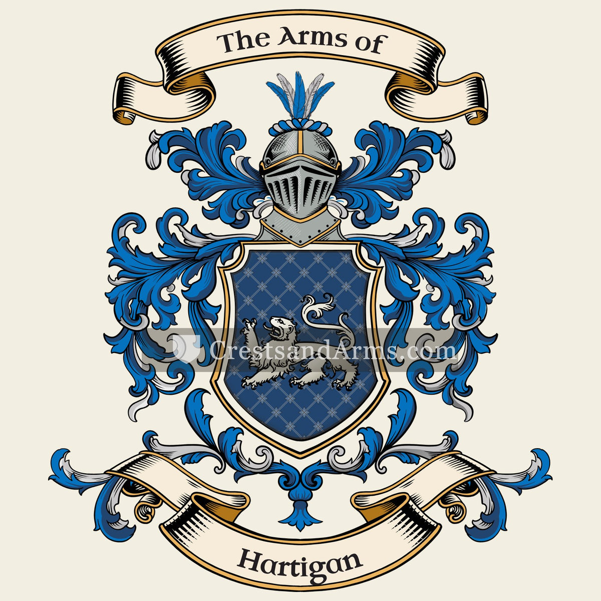 The Hartigan coat of arms, drawn from the recorded blazon