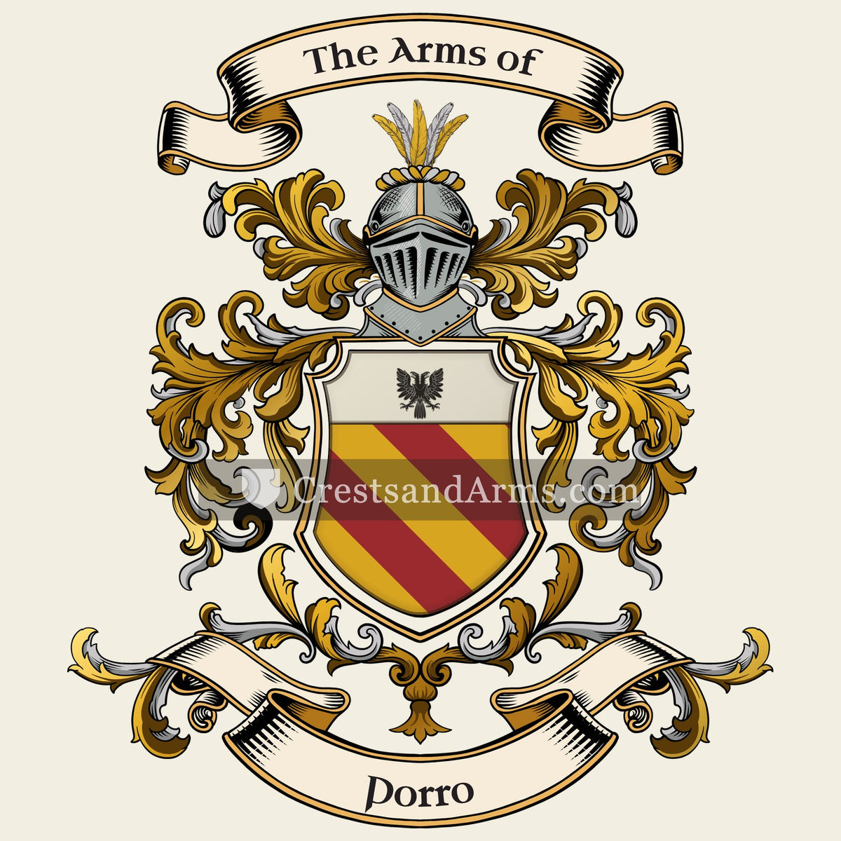 The Porro coat of arms, drawn from the recorded blazon