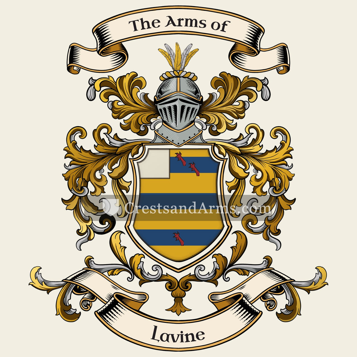 The Lavine coat of arms, drawn from the recorded blazon