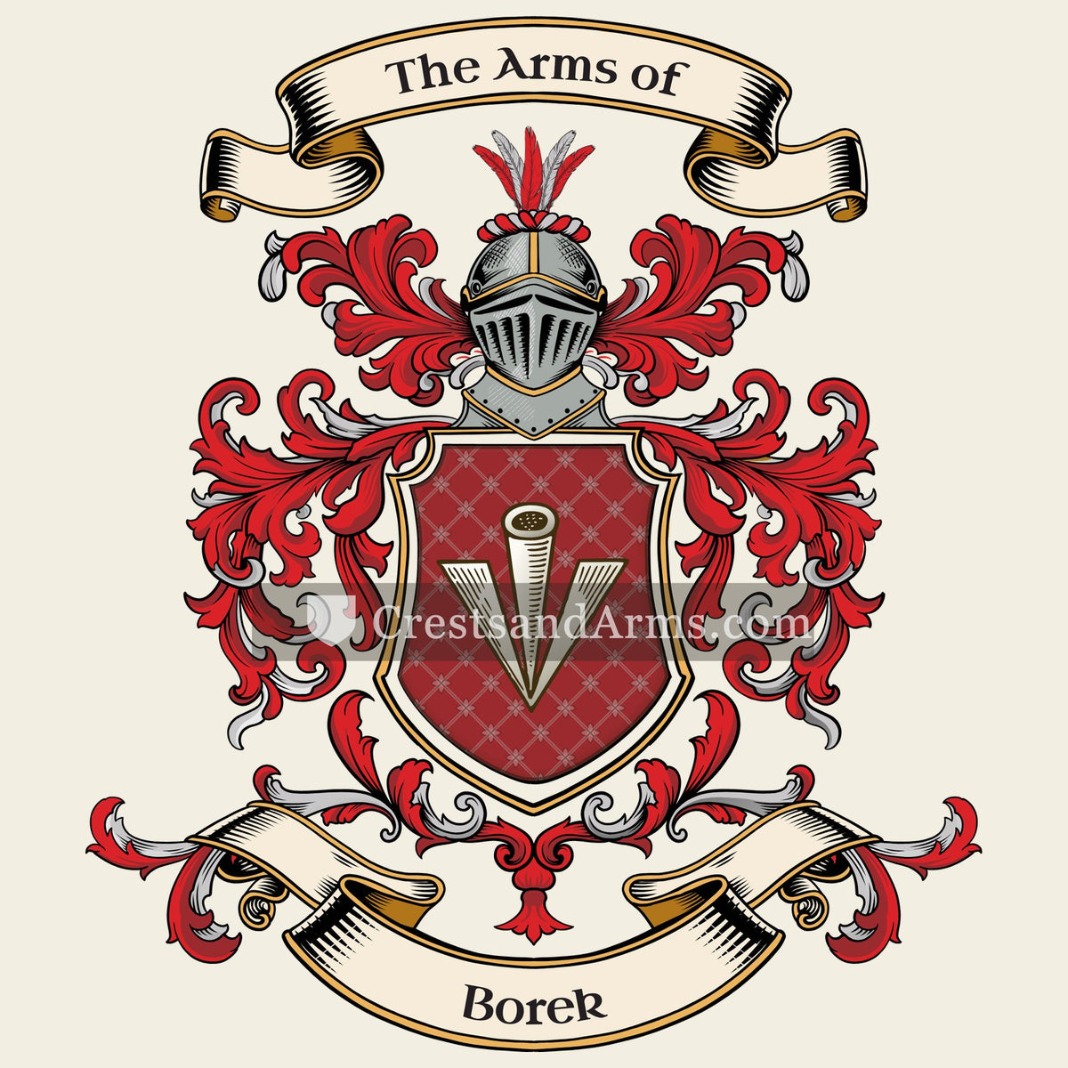 The Borek coat of arms, drawn from the recorded blazon