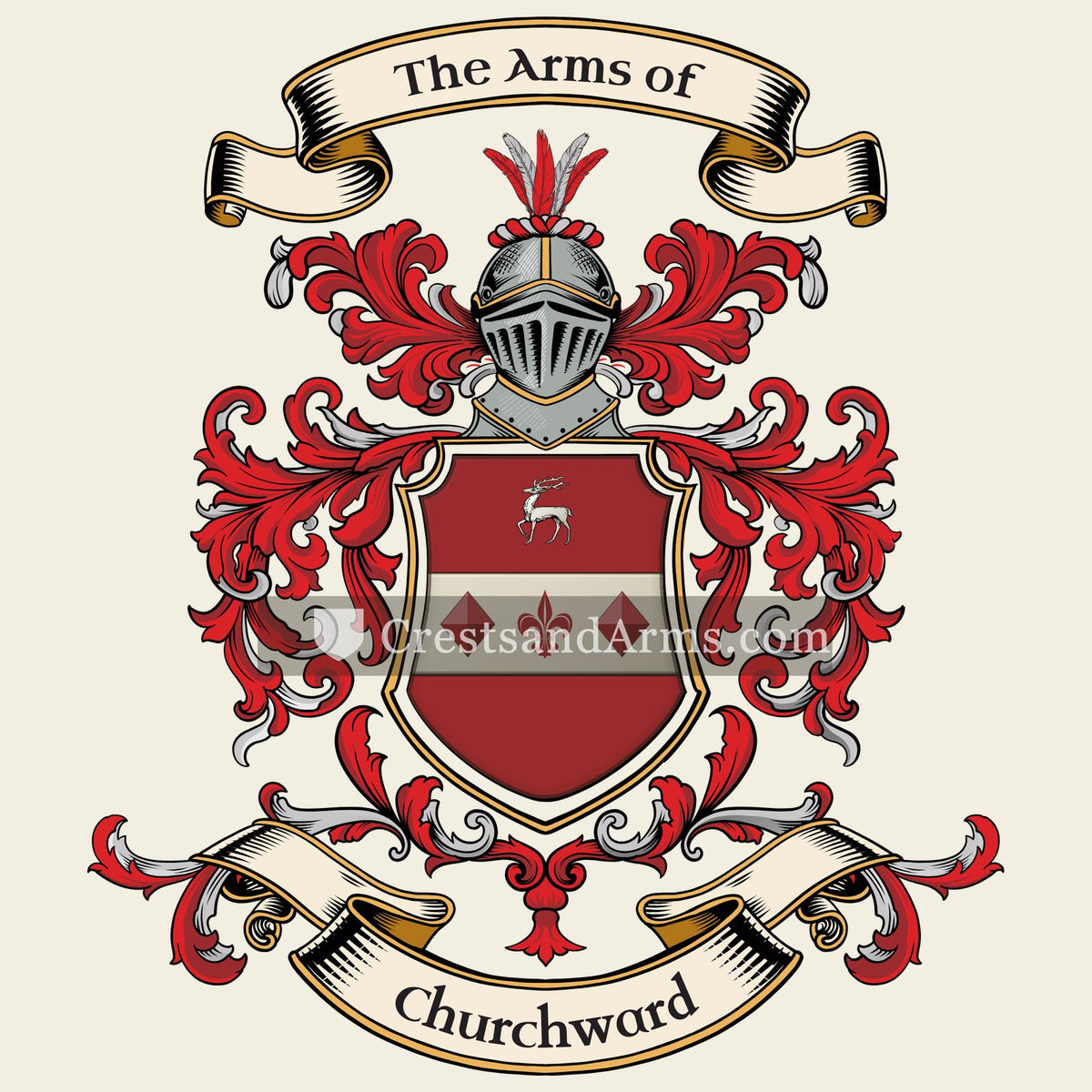 The Churchward coat of arms, drawn from the recorded blazon