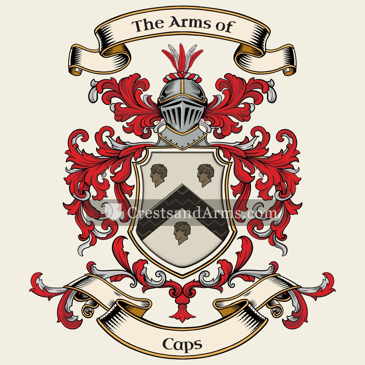 The Caps coat of arms, drawn from the recorded blazon