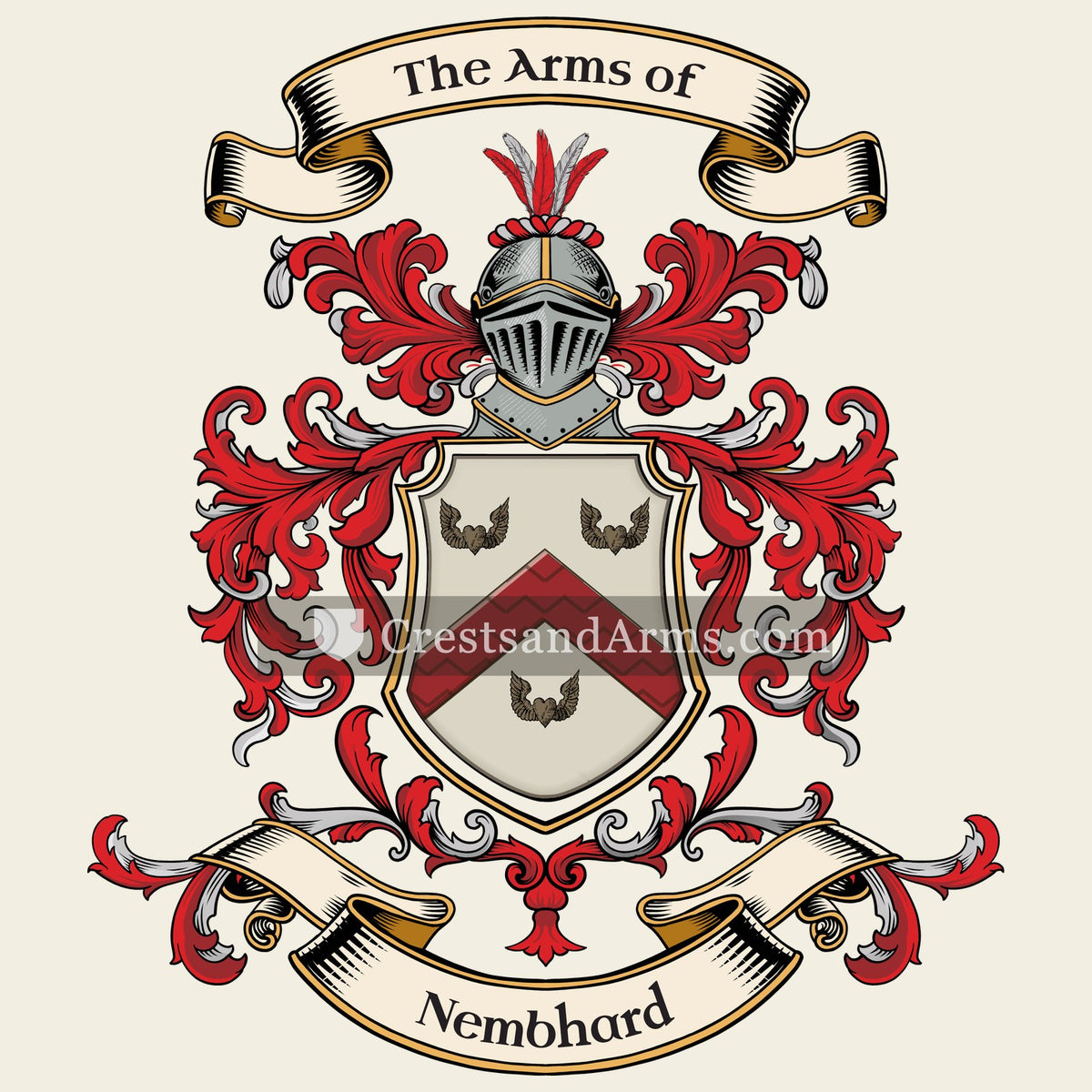 The Nembhard coat of arms, drawn from the recorded blazon