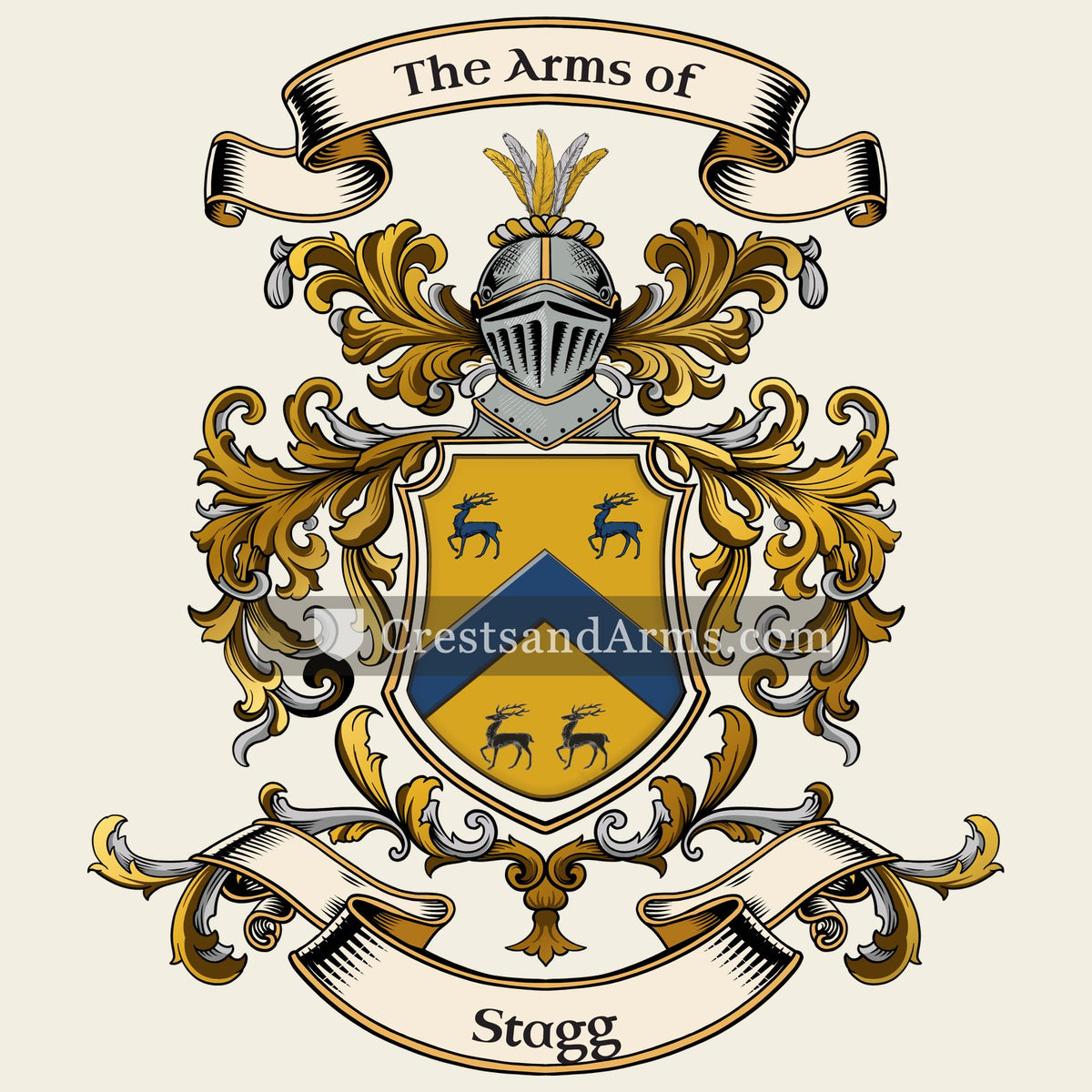 The Stagg coat of arms, drawn from the recorded blazon