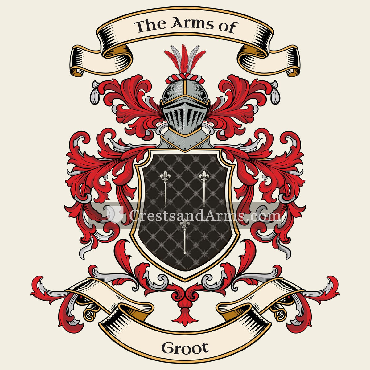The Groot coat of arms, drawn from the recorded blazon