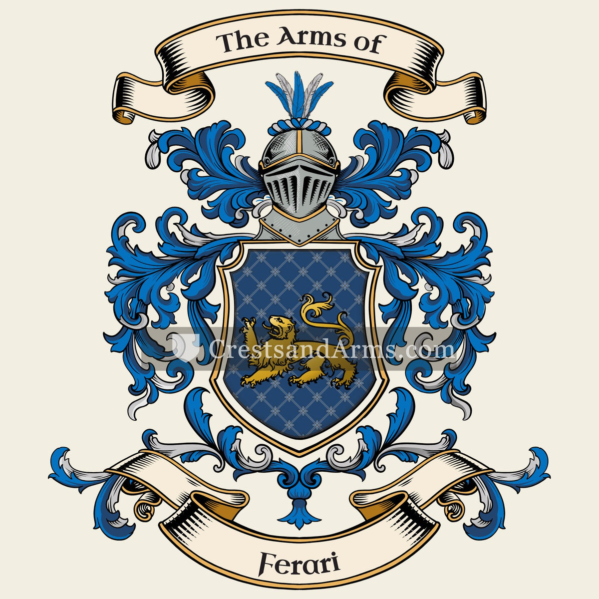 The Ferari coat of arms, drawn from the recorded blazon