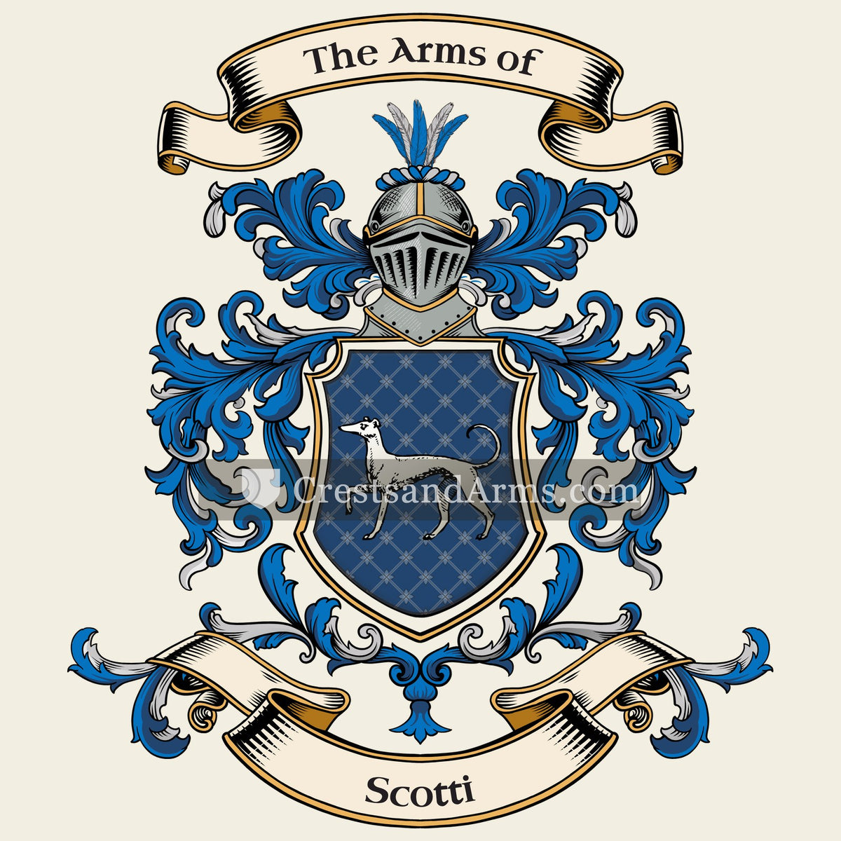 The Scotti coat of arms, drawn from the recorded blazon
