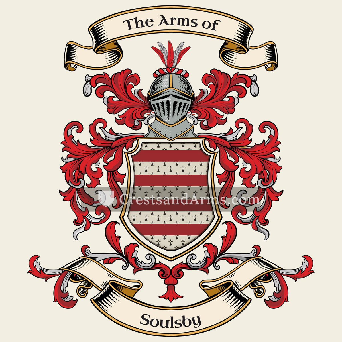 The Soulsby coat of arms, drawn from the recorded blazon