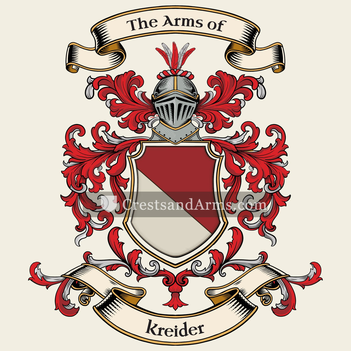 The Kreider coat of arms, drawn from the recorded blazon