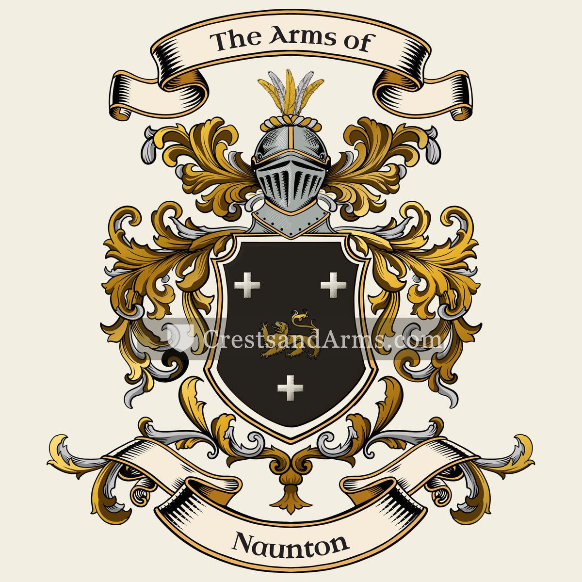 The Naunton coat of arms, drawn from the recorded blazon