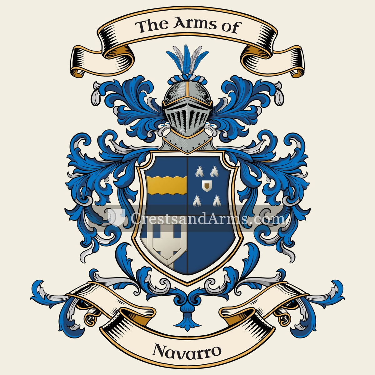 The Navarro coat of arms, drawn from the recorded blazon
