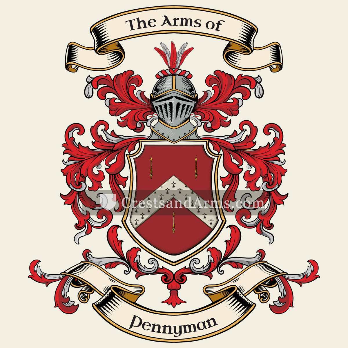 The Pennyman coat of arms, drawn from the recorded blazon