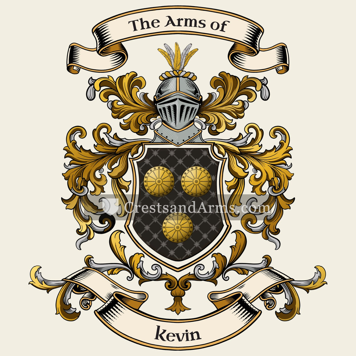 The Kevin coat of arms, drawn from the recorded blazon