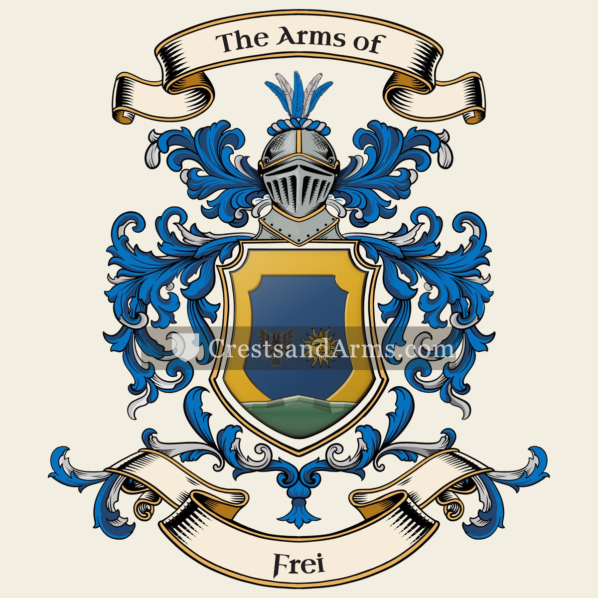 The Frei coat of arms, drawn from the recorded blazon