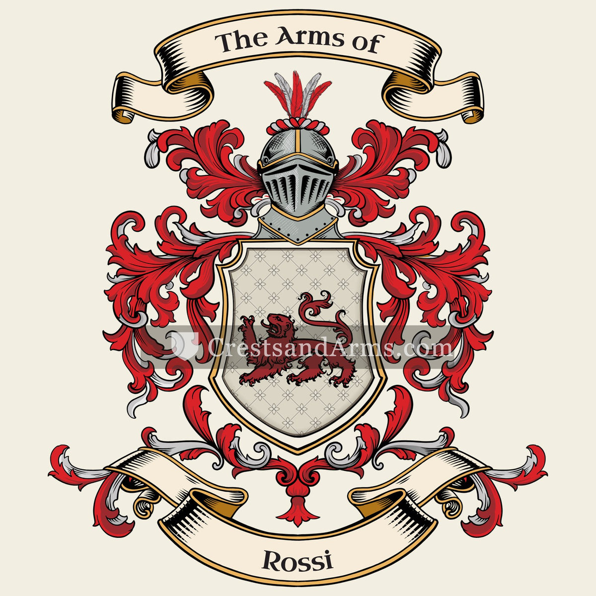 The Rossi coat of arms, drawn from the recorded blazon