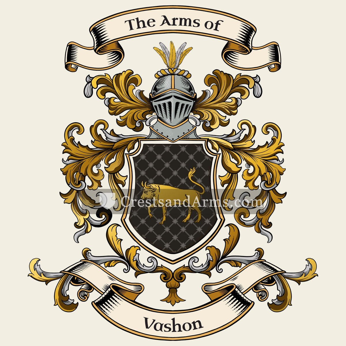 The Vashon coat of arms, drawn from the recorded blazon