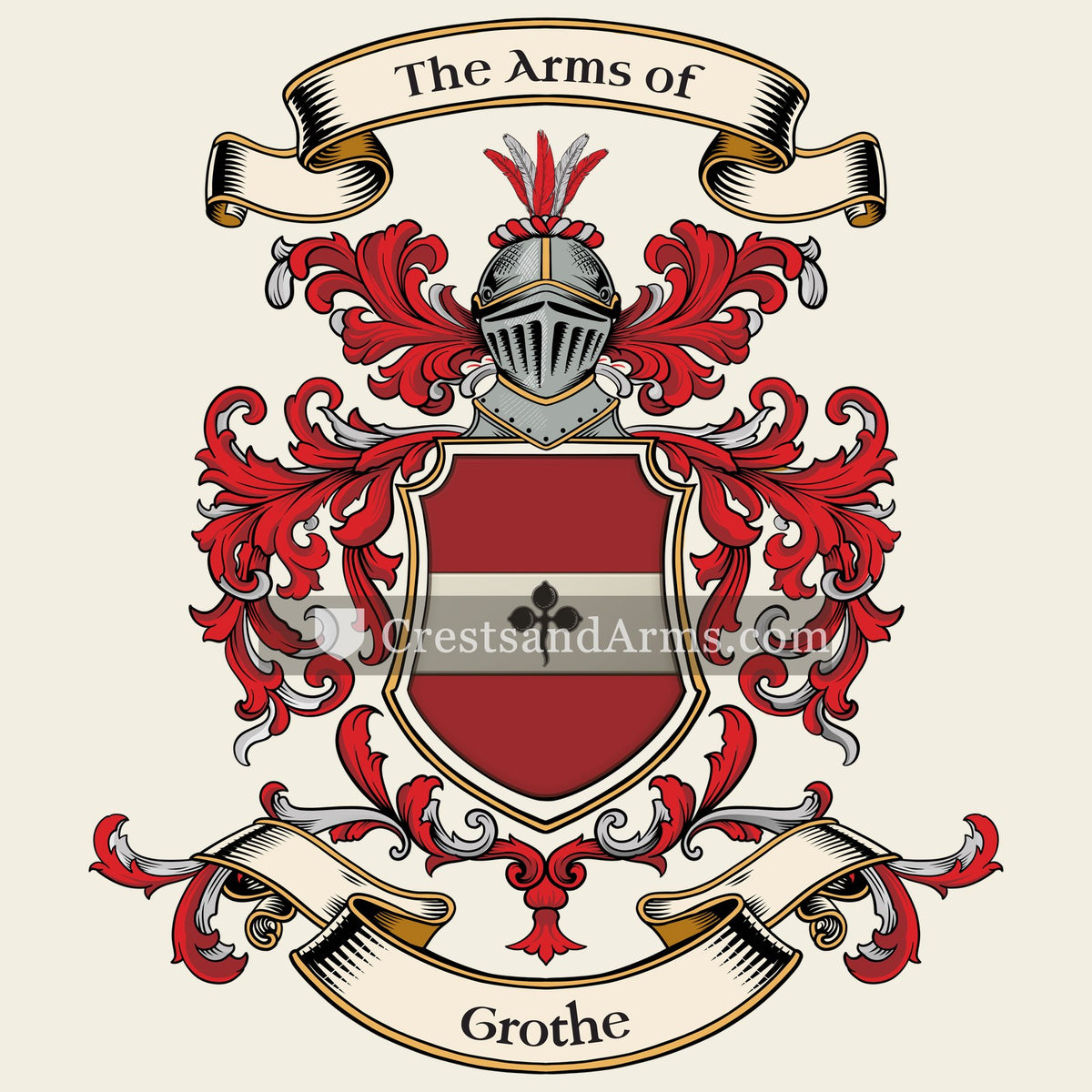The Grothe coat of arms, drawn from the recorded blazon