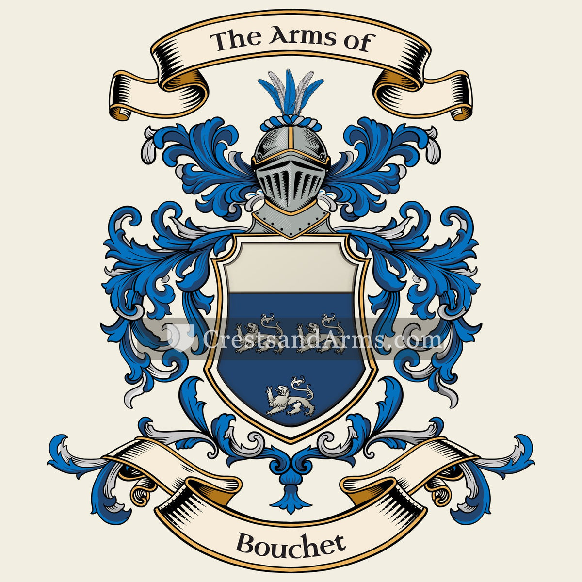 The Bouchet coat of arms, drawn from the recorded blazon