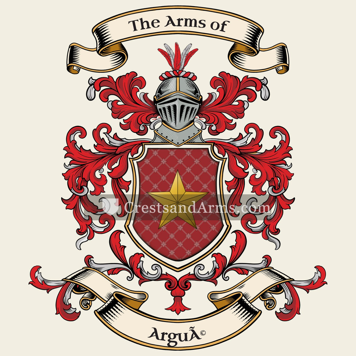 The Argué coat of arms, drawn from the recorded blazon