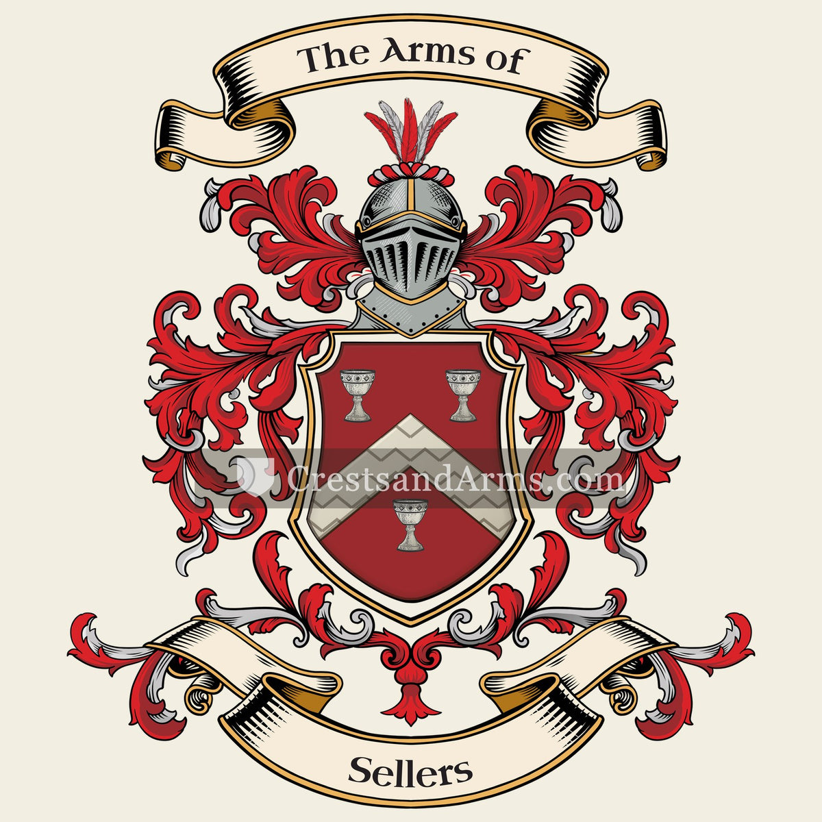 The Sellers coat of arms, drawn from the recorded blazon