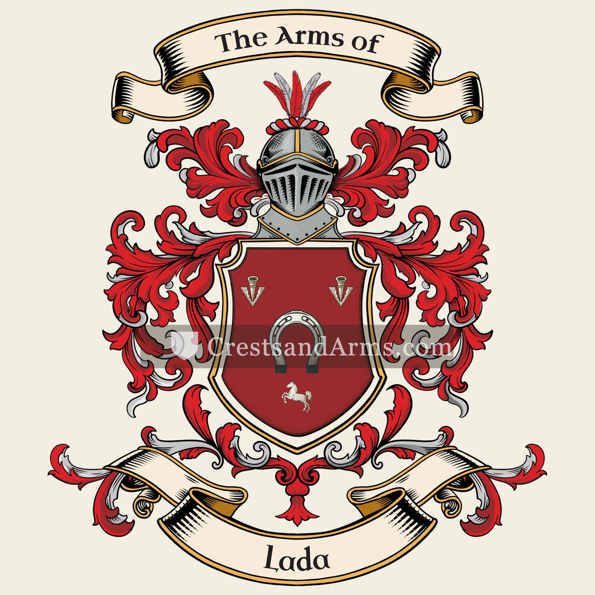 The Lada coat of arms, drawn from the recorded blazon