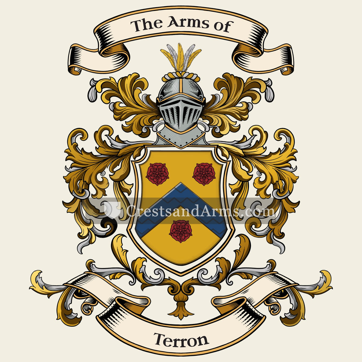 The Terron coat of arms, drawn from the recorded blazon