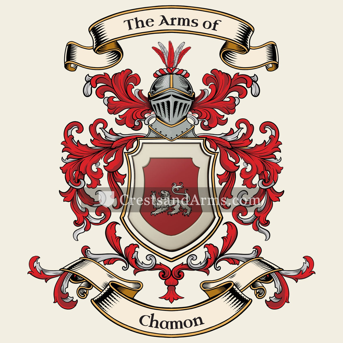 The Chamon coat of arms, drawn from the recorded blazon