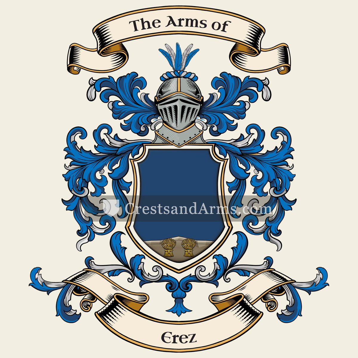 The Erez coat of arms, drawn from the recorded blazon