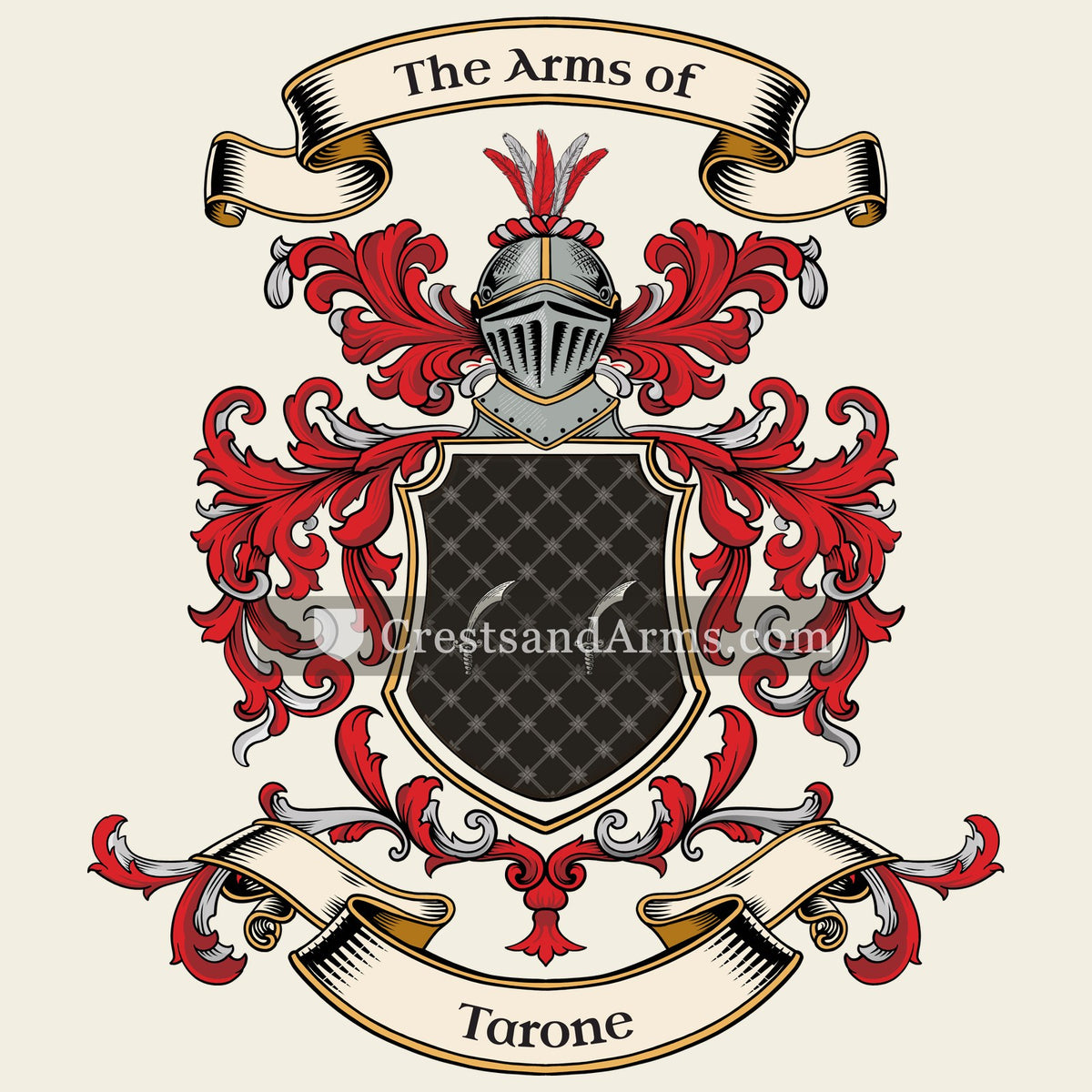 The Tarone coat of arms, drawn from the recorded blazon
