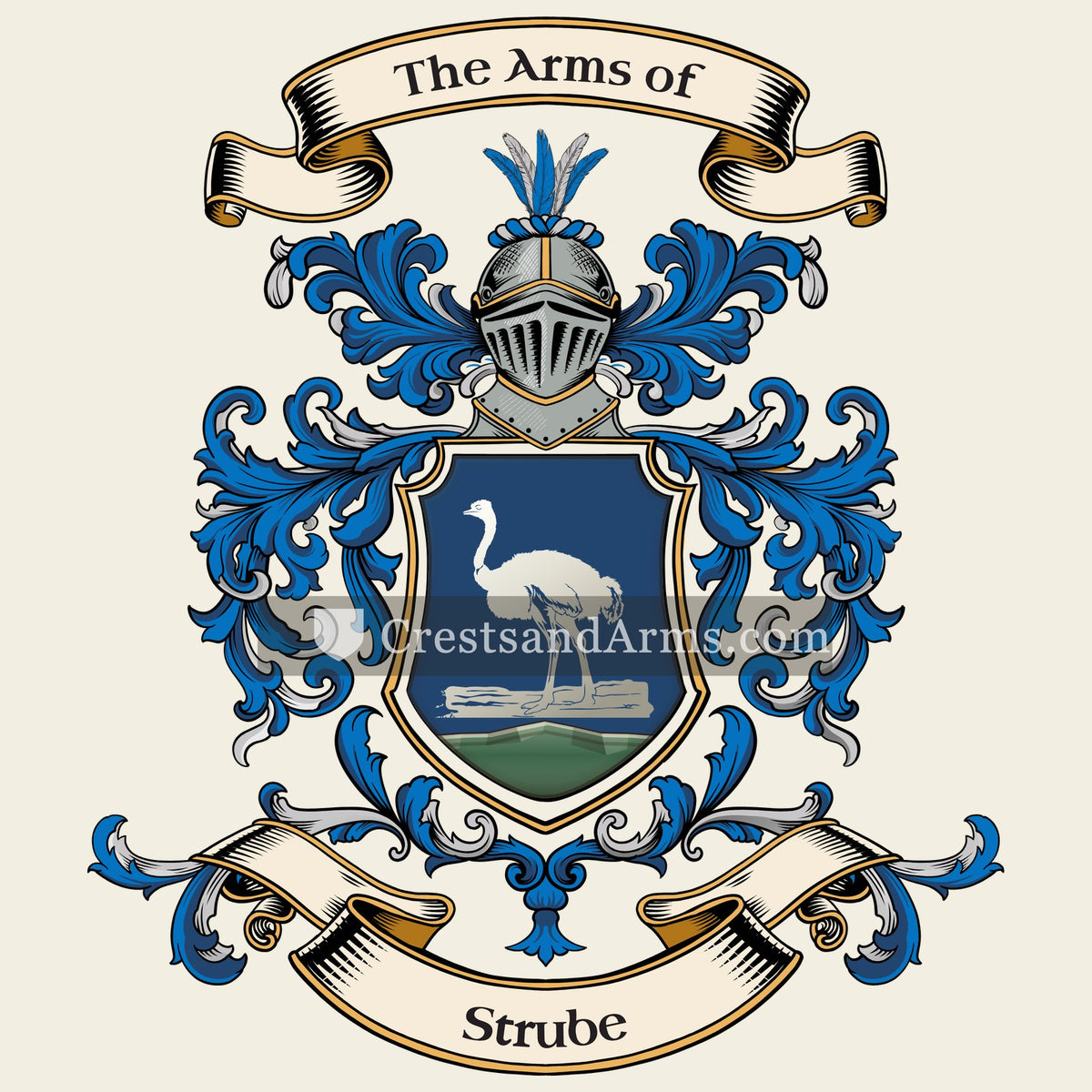 The Strube coat of arms, drawn from the recorded blazon
