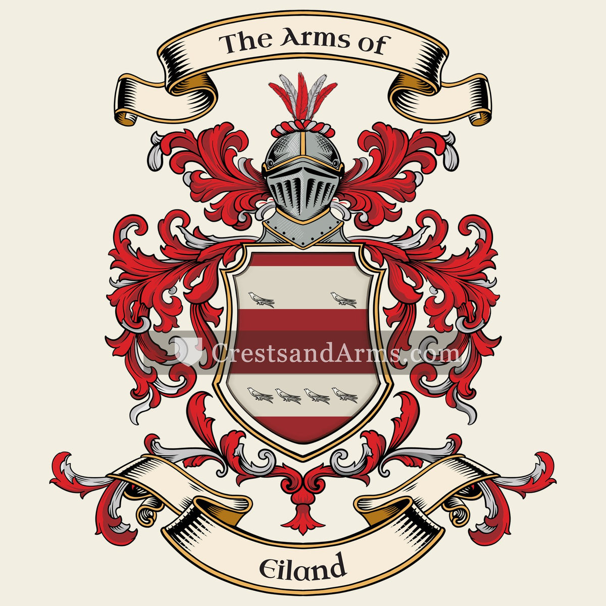 The Eiland coat of arms, drawn from the recorded blazon