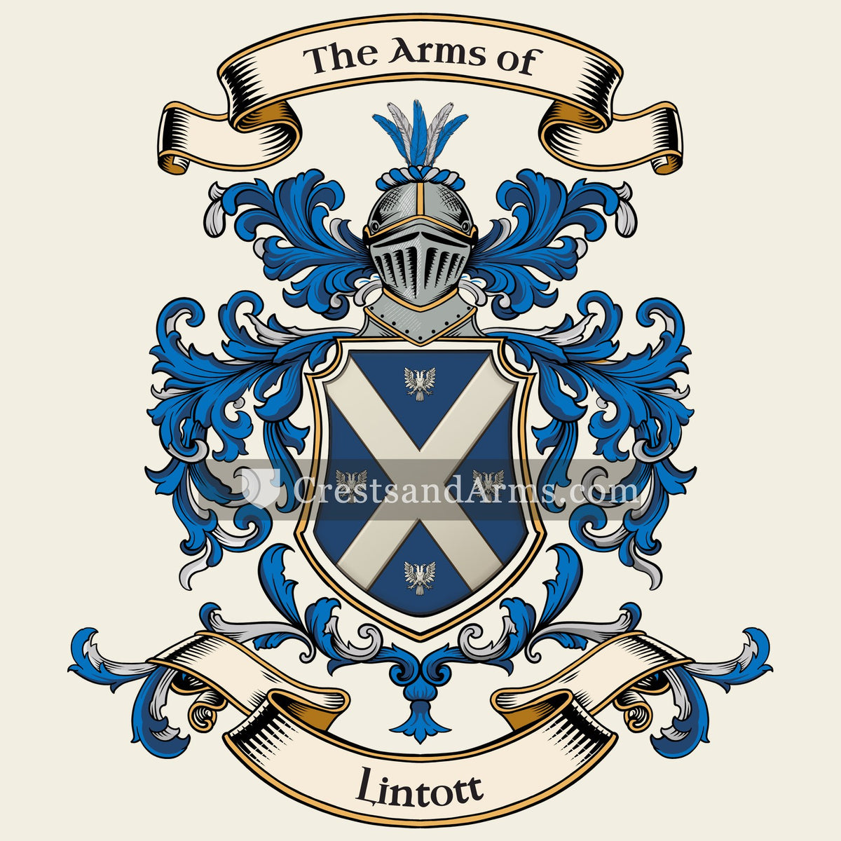 The Lintott coat of arms, drawn from the recorded blazon