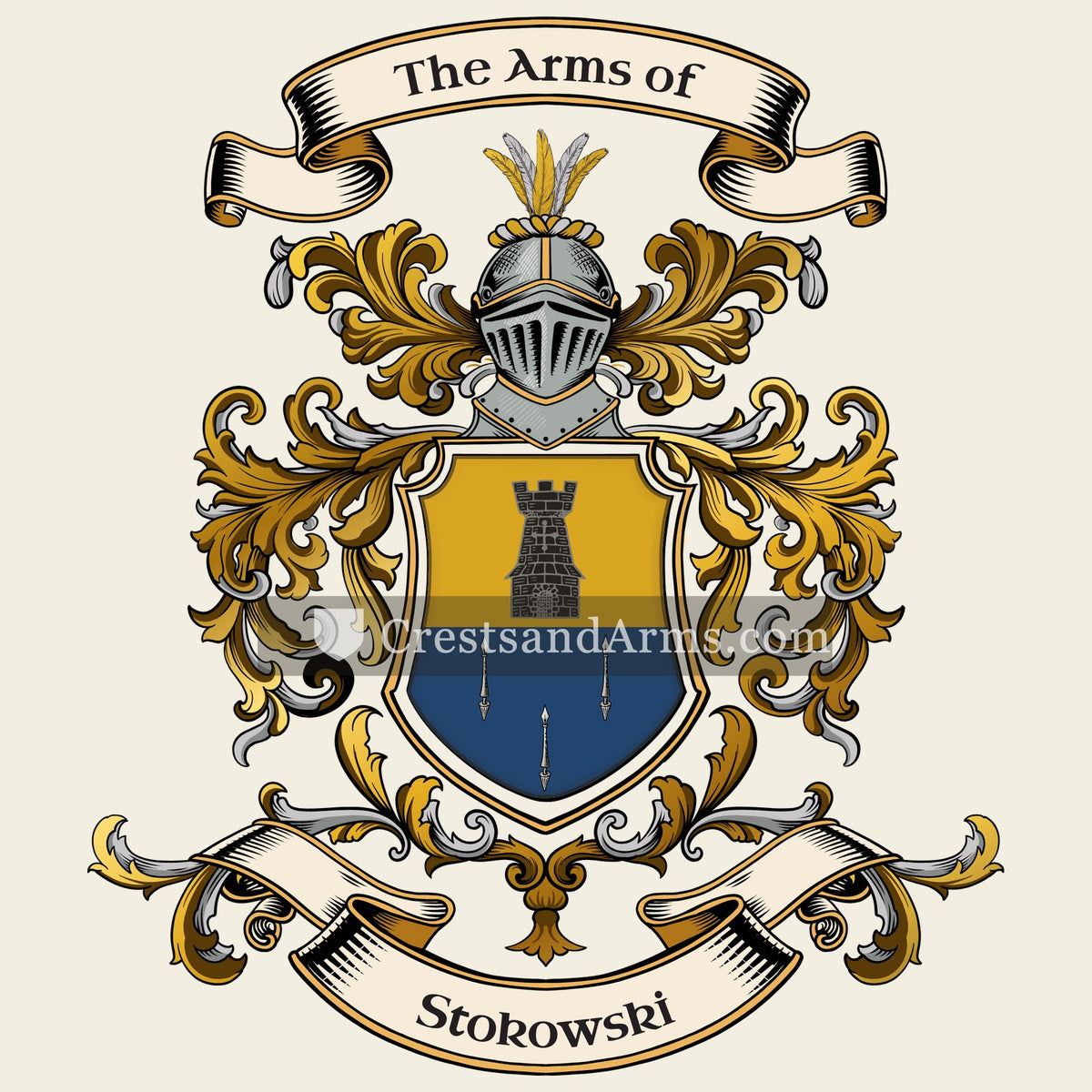 The Stokowski coat of arms, drawn from the recorded blazon