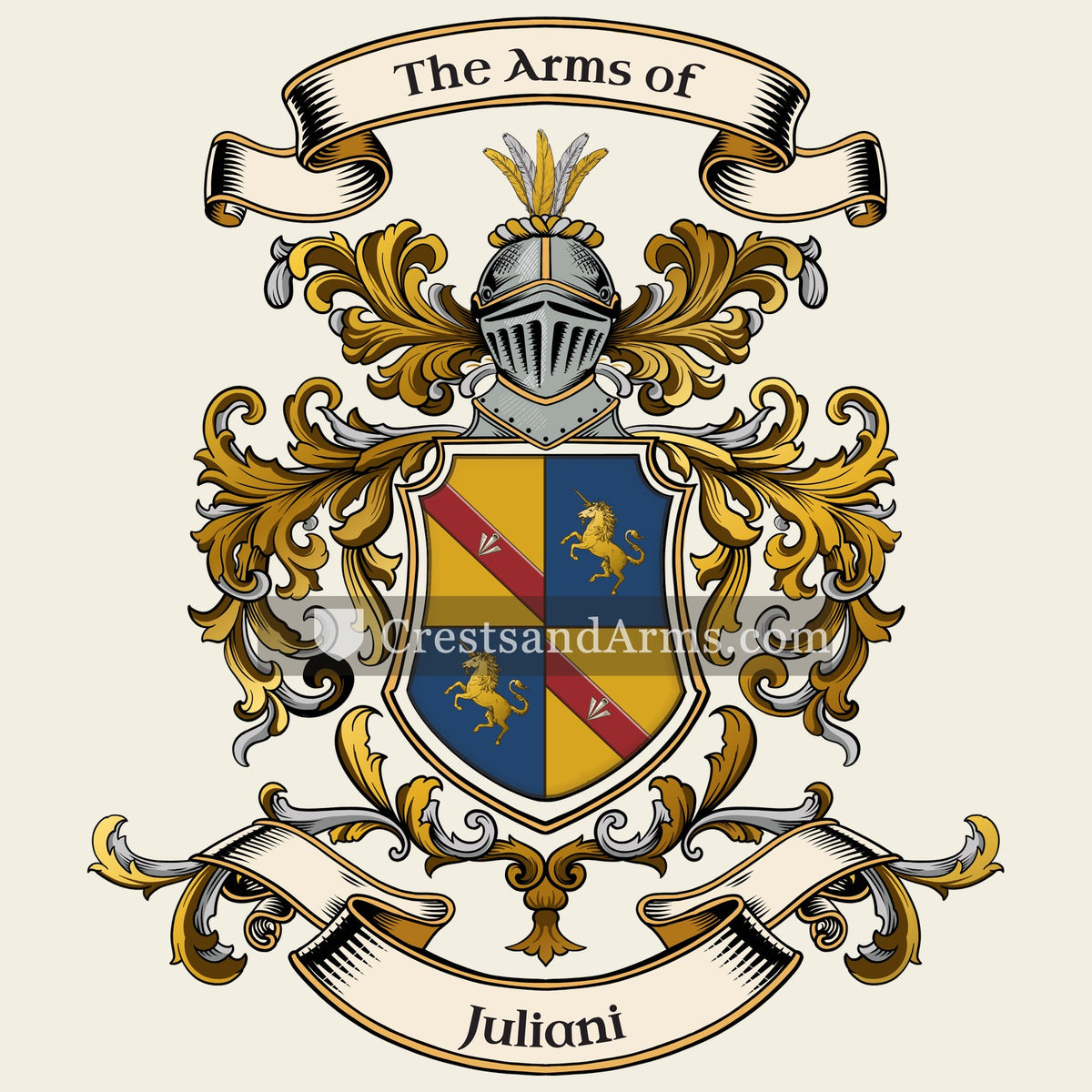 The Juliani coat of arms, drawn from the recorded blazon