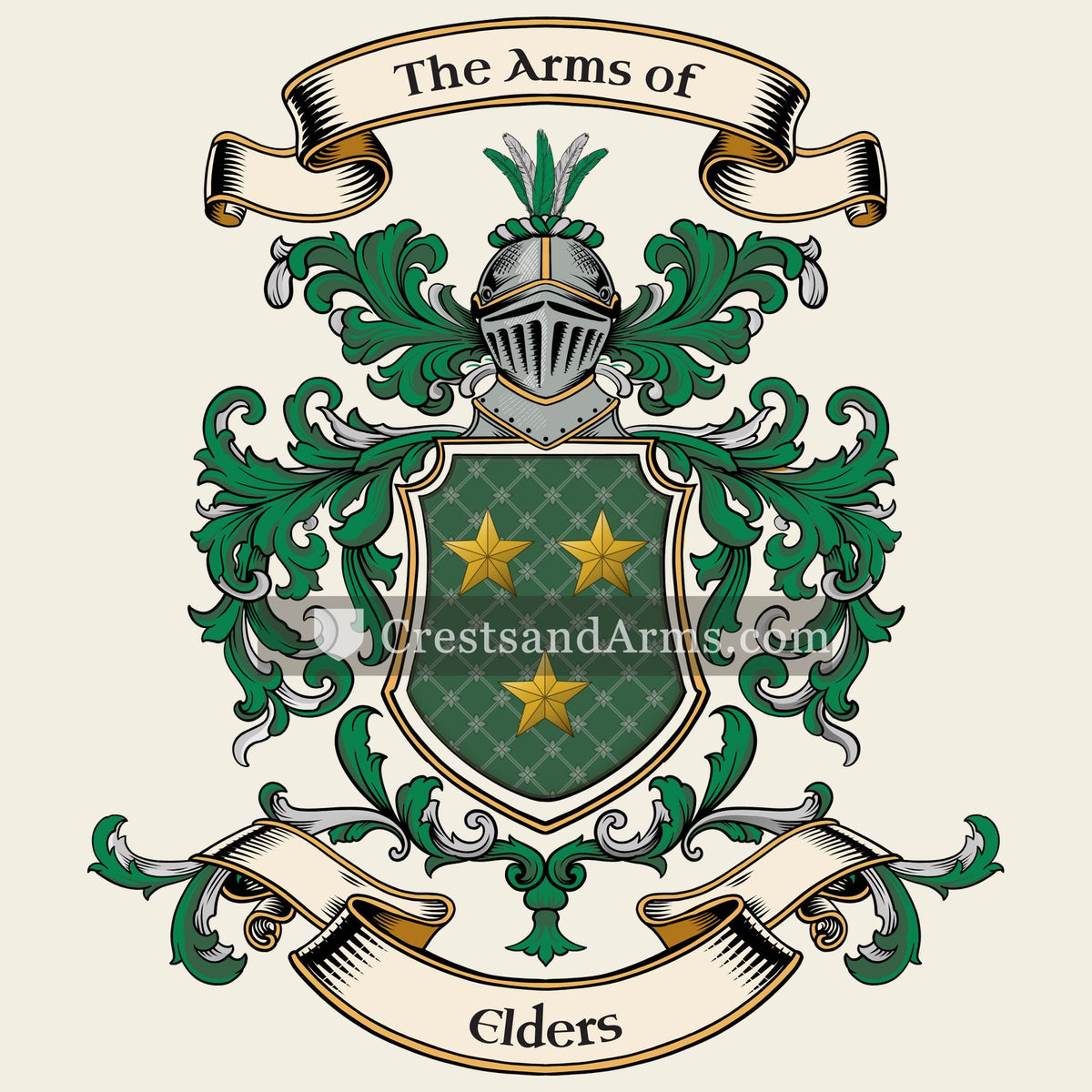 The Elders coat of arms, drawn from the recorded blazon