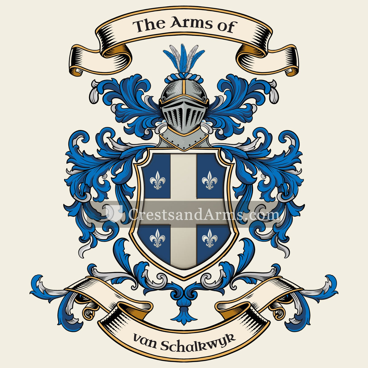 The van Schalkwyk coat of arms, drawn from the recorded blazon