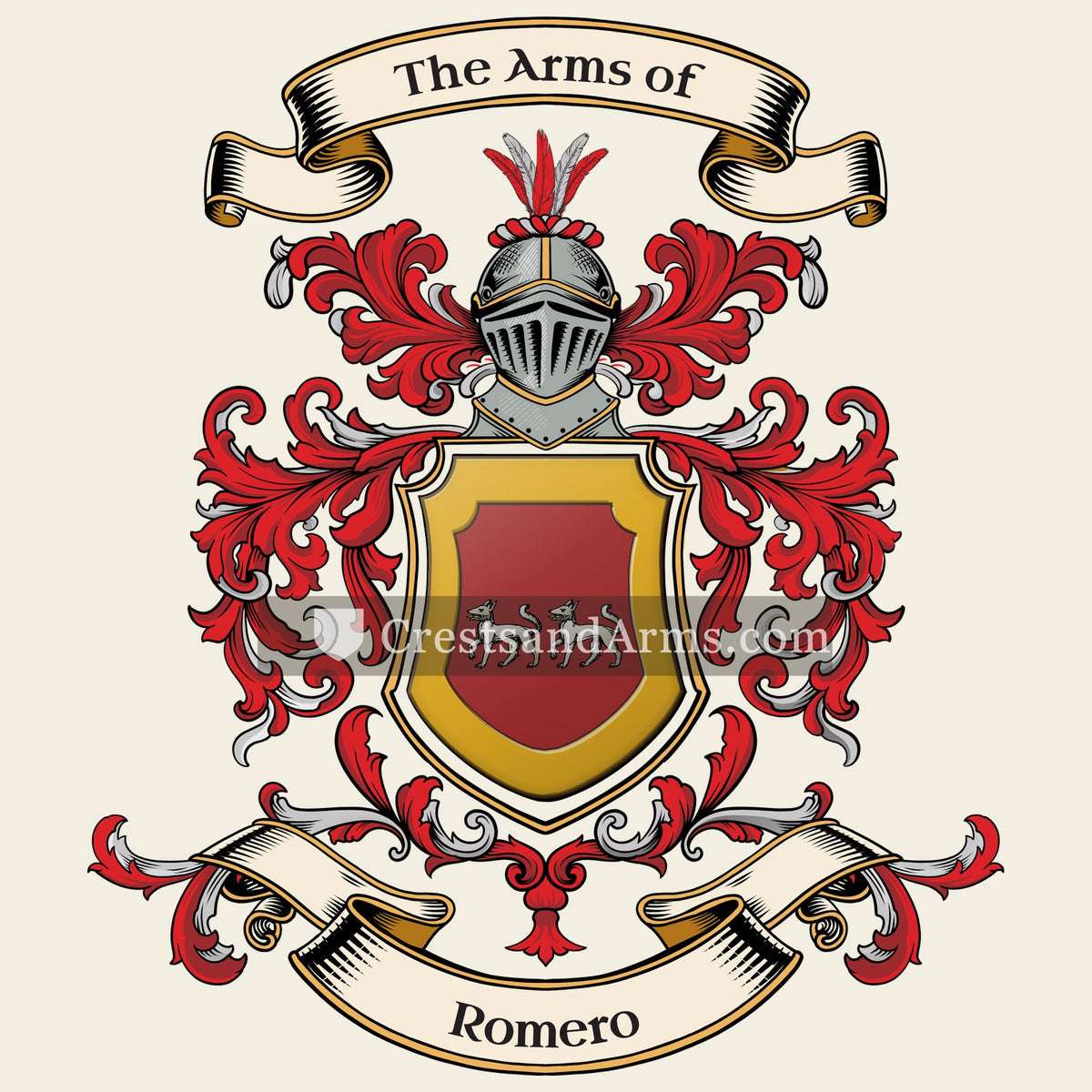 The Romero coat of arms, drawn from the recorded blazon