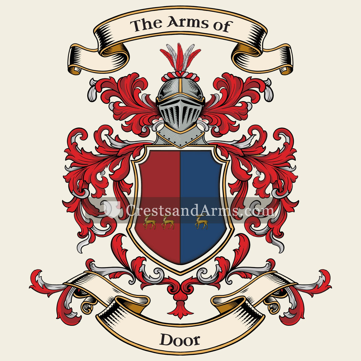 The Door coat of arms, drawn from the recorded blazon