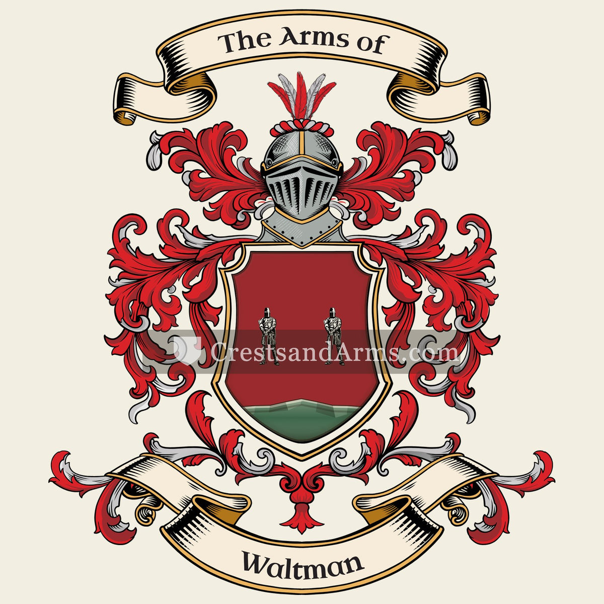 The Waltman coat of arms, drawn from the recorded blazon