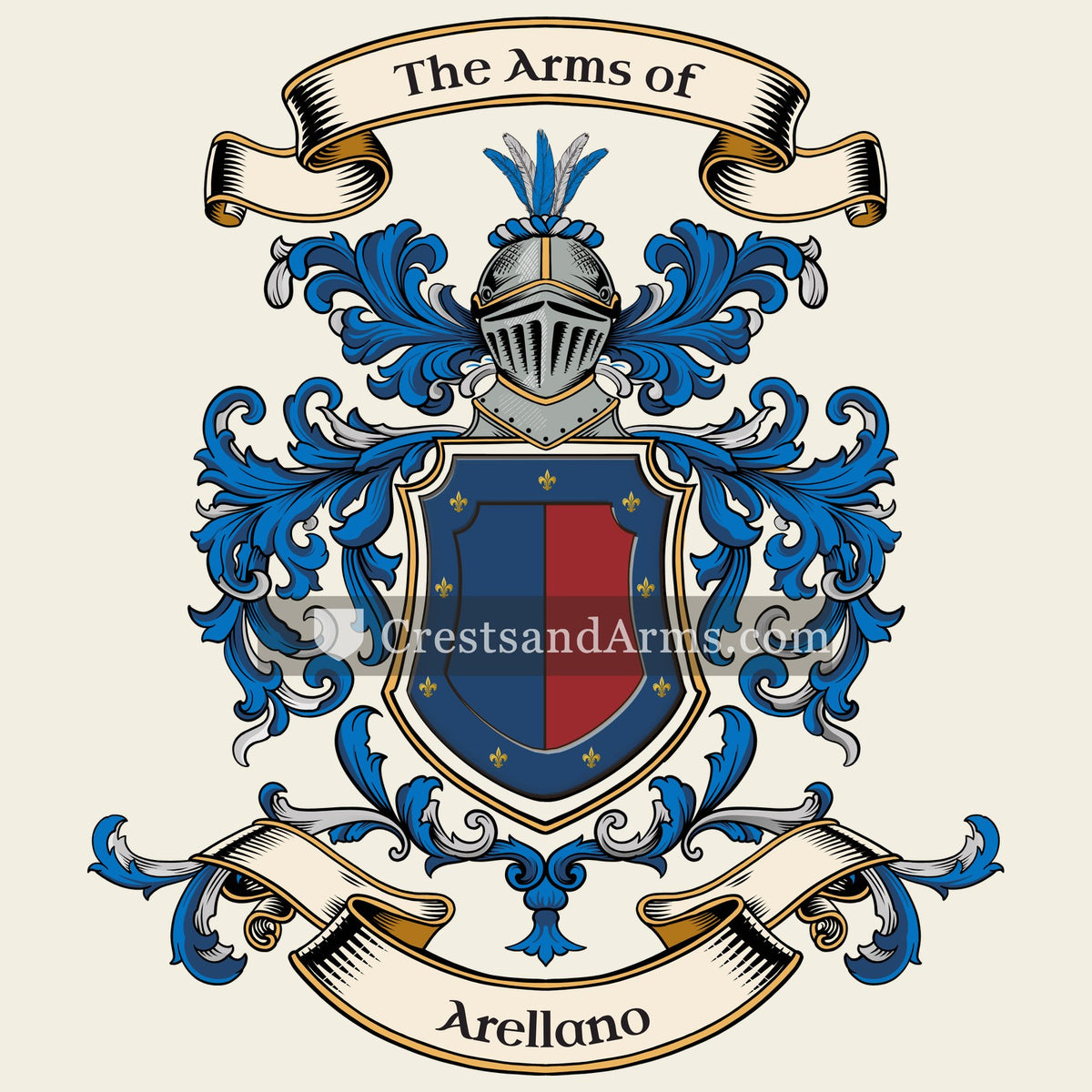 The Arellano coat of arms, drawn from the recorded blazon