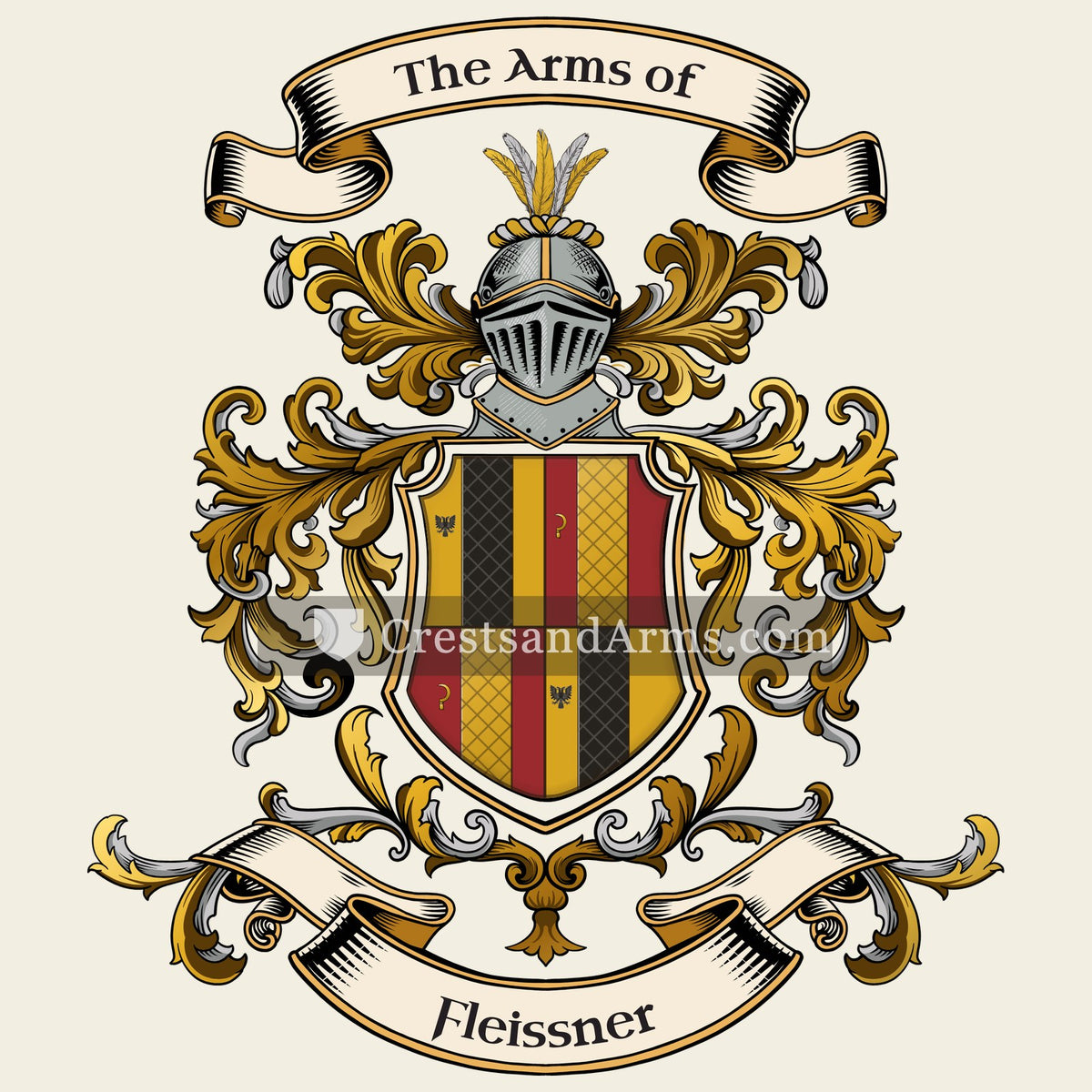 The Fleissner coat of arms, drawn from the recorded blazon