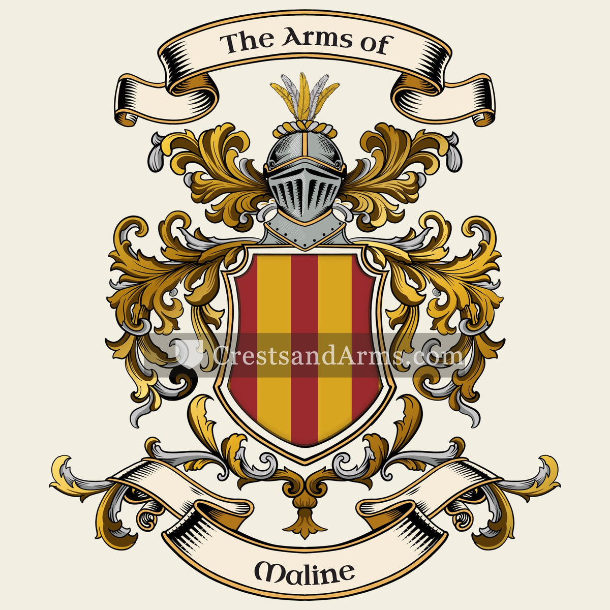 The Maline coat of arms, drawn from the recorded blazon