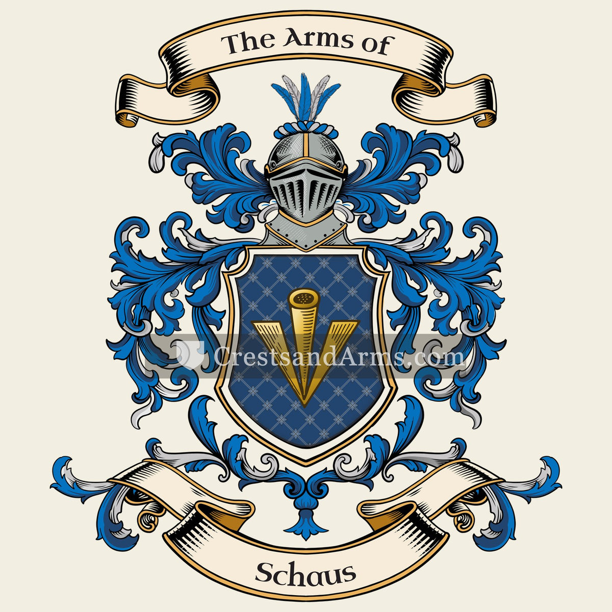 The Schaus coat of arms, drawn from the recorded blazon