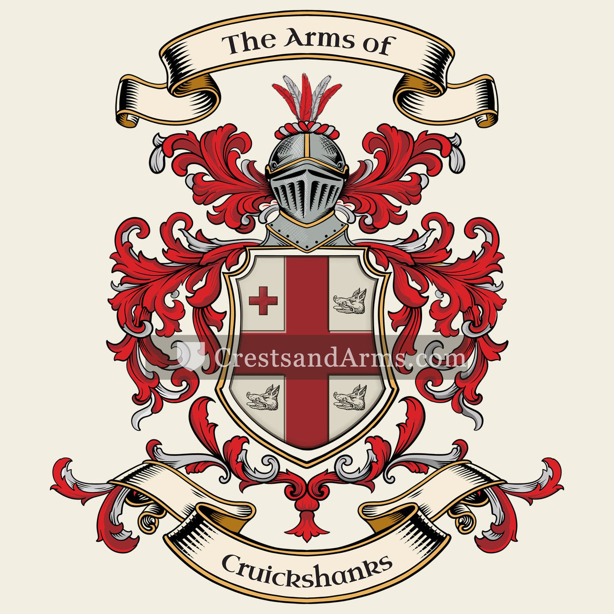 The Cruickshanks coat of arms, drawn from the recorded blazon