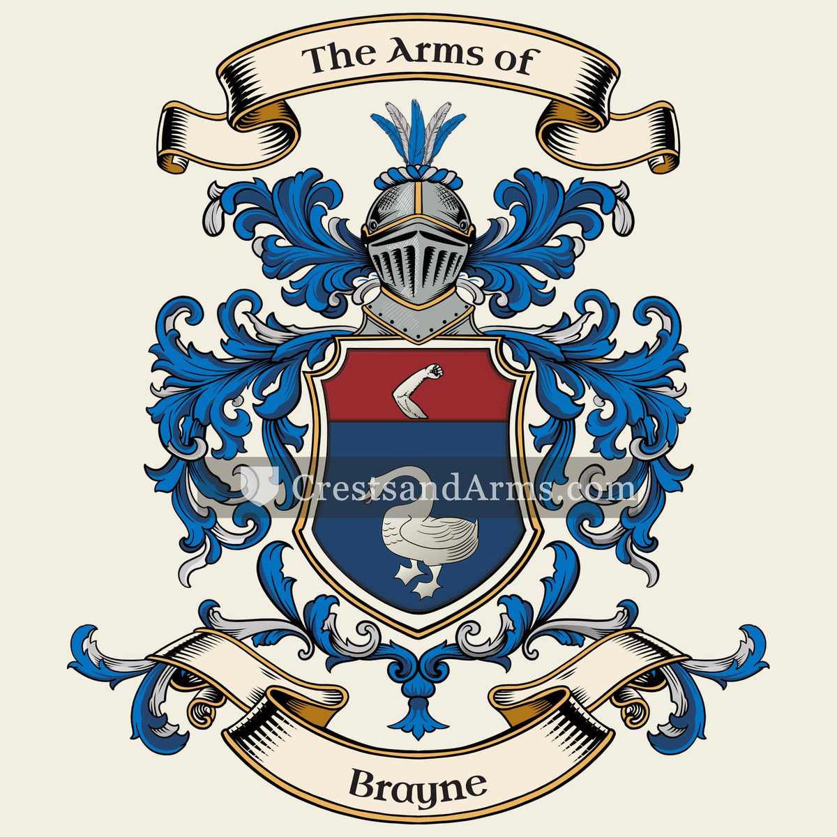 The Brayne coat of arms, drawn from the recorded blazon