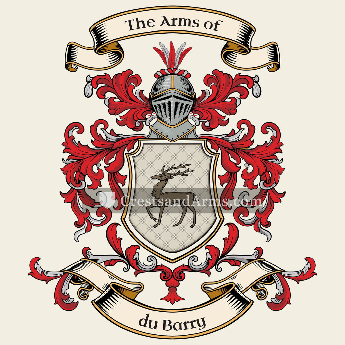 The du Barry coat of arms, drawn from the recorded blazon